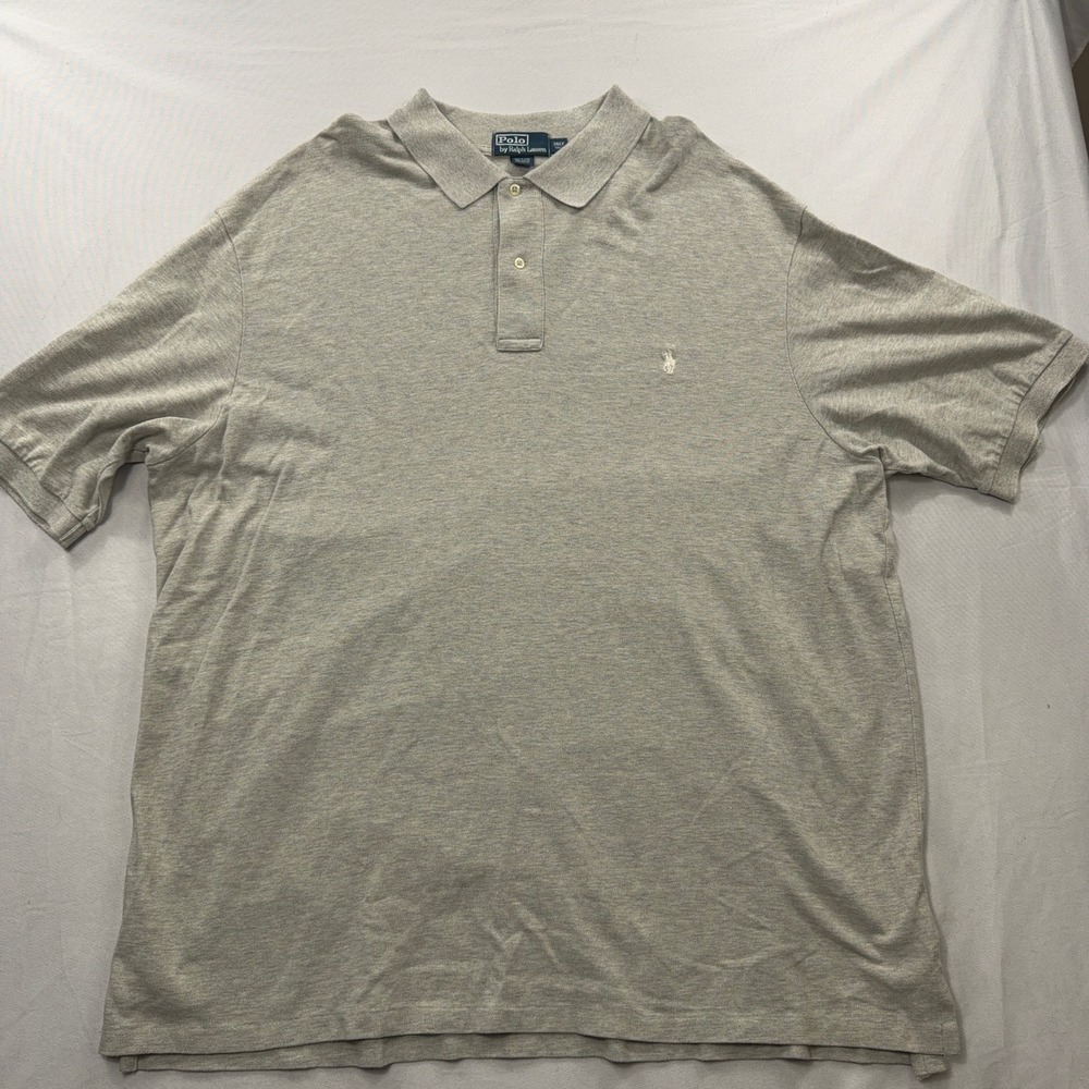 Polo Ralph Lauren Polo Shirt Short Sleeve Pony Logo Heather Gray Men 3XLT Tall